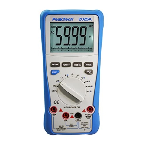 PeakTech P2025A – True RMS Digital Multimeter mit Auto-Range & 6000 Counts LCD-Display – Strommessgerät mit Datenschnittstelle und eigener Software – Messgerät bis 1000V - 10A – CAT III 1000V
