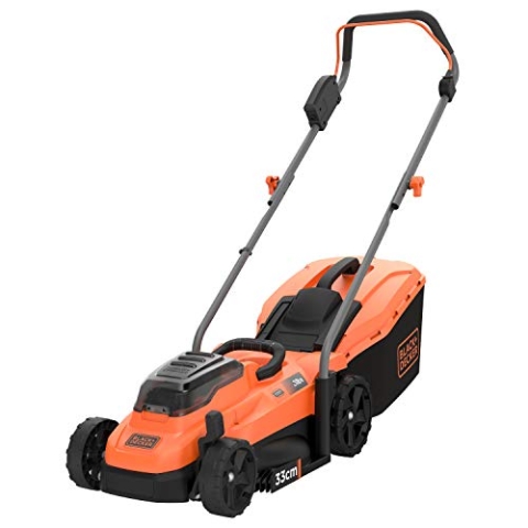 BLACK+DECKER Rasenmäher Akku Rasenmäher Elektro mit 2 Akkus + Ladegerät (betrieben mit 2x 18V Akkus, 4.0Ah, 33 cm Schnittbreite,mittlere Rasenflächen bis 400 m², Höhenverstellbar) - BCMW33184L2