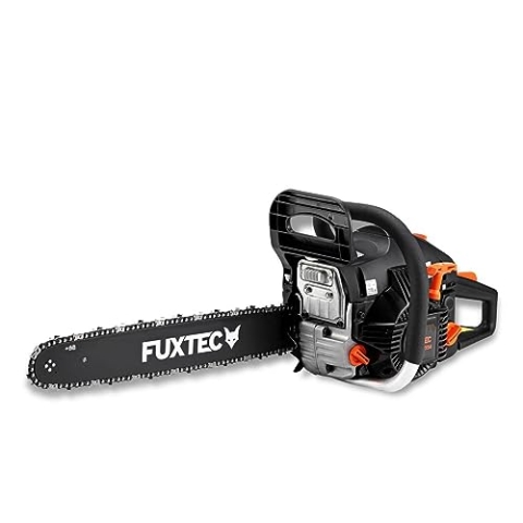 FUXTEC Benzin Kettensäge FX-KSP354 – Motorsägen Leisatung 2,2KW/ 54ccm Hubraum & EASY-Start – Schwertlänge 18 Zoll – Gewicht von 5,47Kg / Notstopp-Kippschalter