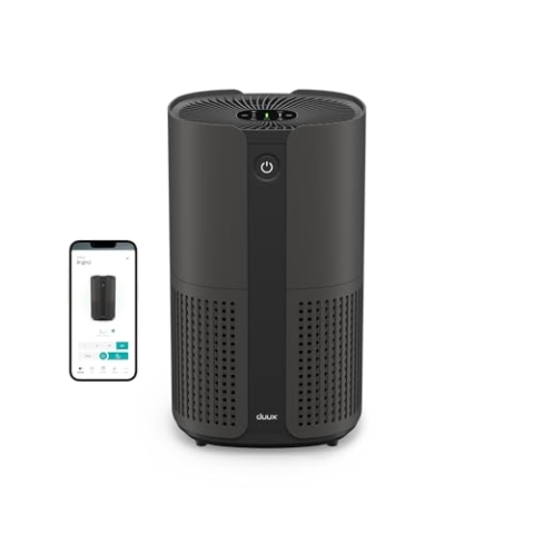 Duux Bright 2 Smart Air Purifier - Luftreiniger mit 210 CADR, Luftqualitätsanzeige und Ionisator - Reinigt bis zu 99,97% der Verschmutzung auf bis zu 42m² - Schwarz