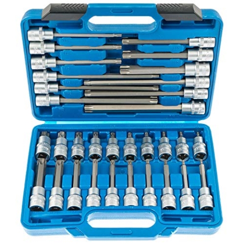SATRA S-ST3212 Steckschlüssel-Satz T-Profil Nüsse 32-tlg 1/2" Werkzeug Bits kompatibel mit Torx