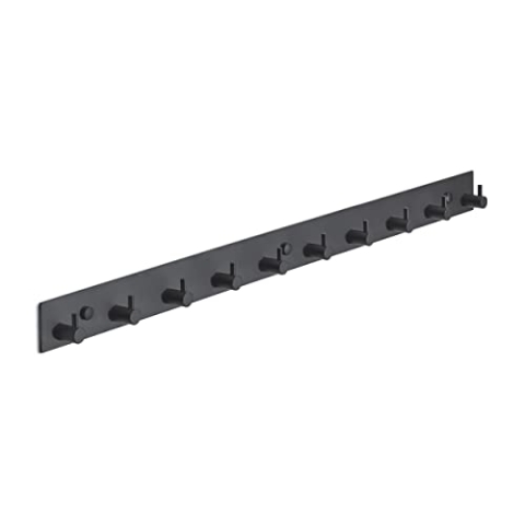 Brute Strength - Garderobenständer - 10 Haken - 67 cm - Edelstahl - Türhaken für Küche, Hakenleiste schwarz, Wandgarderobe, Bad, Wohnzimmer und Flur für Mützen Schals Handtaschen - Handtuchhaken