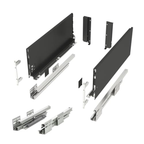 SOTECH Schubladensystem JUNKER SLIM mit Push to Open (anthrazit, Höhe 167 mm, Tiefe 550 mm, bis 35 Kg belastbar) Küchensschubkasten mit 13 mm schlanken Schubladenzargen