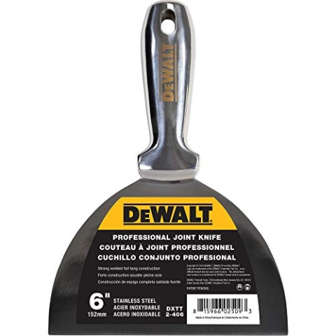 DEWALT 2-406 Fugenmesser aus Edelstahl, 15,2 cm, hochwertige Klinge aus poliertem Metall