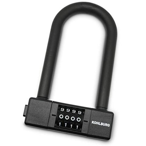 KOHLBURG kleines und leichtes Bügelschloss - sicheres Fahrradschloss mit Halterung - Schloss 11mm stark mit Zahlenkombination - Zahlenschloss für Rennrad E-Bike & Fahrrad