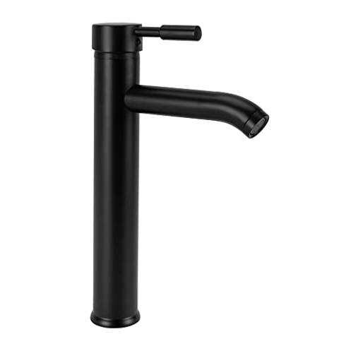 REA Wasserhahn Bad Armatur aus Messing Schwarz Matt | Mischbatterie für Waschbecken Badezimmer | Waschtischarmatur Badarmatur aufsatzwaschbecken | Hoch 30 CM | Einhebelmischer Modernes Design