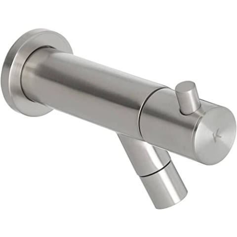Saqu Small Wand Kaltwasserhahn Unterputz für Gaste-WC, Kaltwasserarmatur Messing Antibakteriell & Langlebig, Wastischarmatur Gebürstet Stahl für Waschbecken
