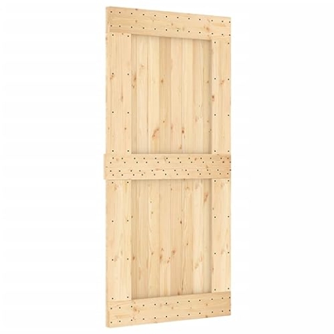 vidaXL Tür, Schiebetür mit Schiebetürbeschlägen, Holztür Schiebetürsystem für Schlafzimmer Scheunen, Innentür Zimmertür, Massivholz Kiefer