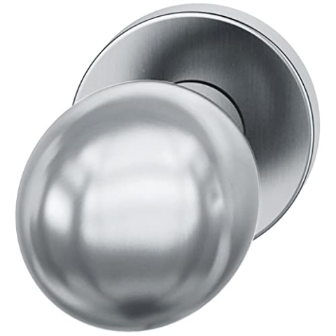 FSB 0 23 0802 03400 6204 Türknauf ASL/AGL feststehender Feuerschutzbschlag nach ÖNORM, Türknopf auf Rosette rund, Edelstahl matt 23080203400, Silber