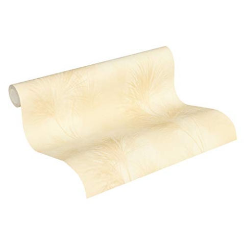 A.S. Création Vliestapete Exotic Life Tapete mit Palmenblättern 10, 05 M x 0, 53 M Gelb Made in Germany 372752 37275-2