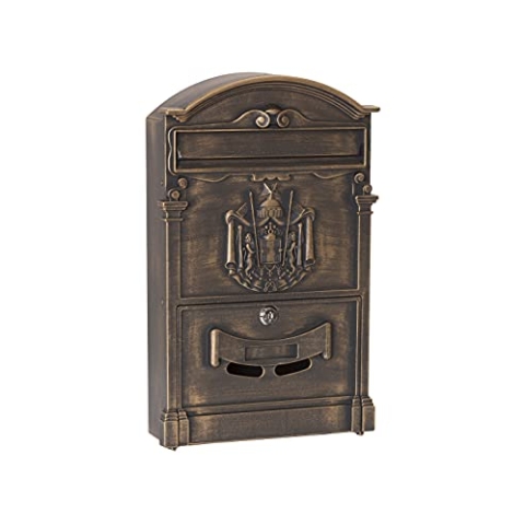 ARREGUI Residencia D-2151/B Individueller Briefkasten aus Aliminium im klassischen Stil, Größe M (DIN A4), Bronze, 42 x 26 x 9 cm