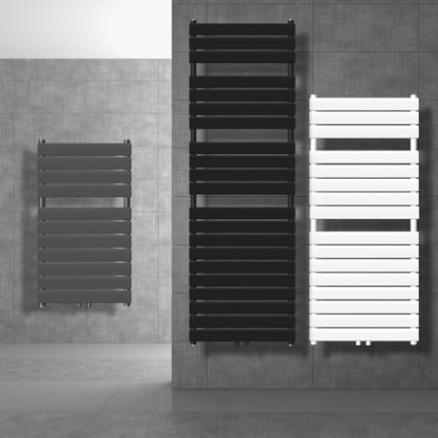 LuxeBath Badheizkörper Steam 600x800 mm Schwarz matt, Mittelanschluss 50 mm, Einlagig, Flach, Vertikal, Design Heizkörper Handtuchwärmer Handtuchtrockner Handtuchheizkörper Paneelheizkörper Heizung
