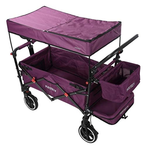 FUXTEC Bollerwagen faltbar FX-CT850 Purpur mit Dach - Transportwagen klappbar |inkl. Hecktasche, Schiebegriff & Innenraumverlängerung | Vollprofilreifen | Handwagen/Leiterwagen – Das Original