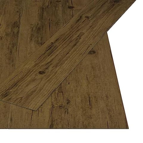 vidaXL PVC Laminat Dielen Selbstklebend Rutschfest Vinylboden Vinyl Boden Bodenbelag Fußboden Designboden Dielenboden Landhausdiele 4,46m² 3mm Naturbraun