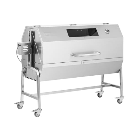 Royal Catering RCSG-61PP Spanferkelgrill 40 kg Länge Grillspieß: 138 cm mit Abdeckung & Thermometer Spießgrill Lammgrill Edelstahl