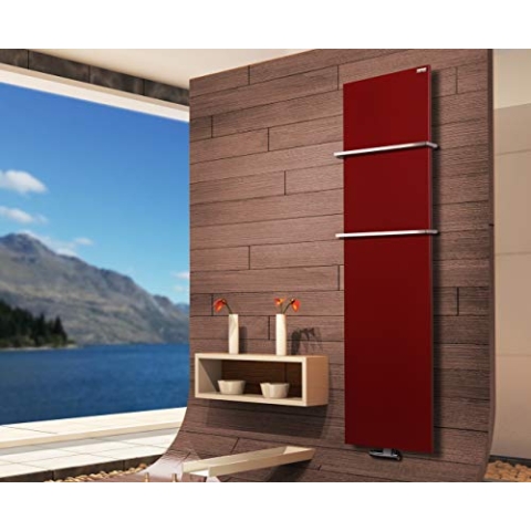 BADHEIZKÖRPER Design Mirror Steel 3 180x47cm 1118 W rot RAL 3004 +2 Halter 15mm SZAGATO Handtuchwärmer Handtuchtrockner Handtuchhalter Paneelheizkörper vertikal Mittelanschluß Flachheizkörper