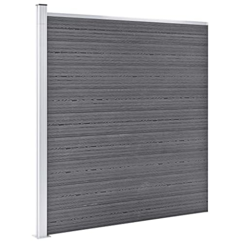 vidaXL Gartenzaun WPC Sichtschutzzaun Lamellenzaun Windschutz Sichtschutz Zaun Steckzaun Systemzaun Garten 353x186cm Grau Aluminiumstange