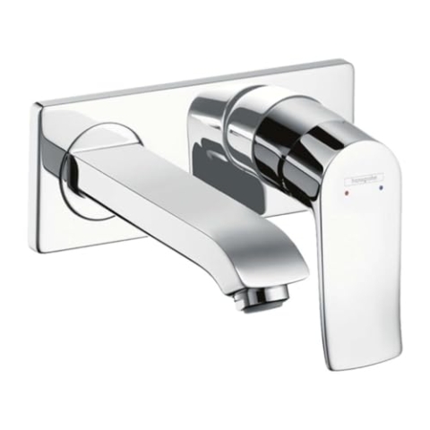 hansgrohe Wasserhahn Metris Unterputz (wassersparende Armatur mit Auslauf Länge 165mm, Wandmontage) Chrom