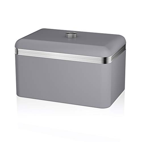 Swan Products Retro Brotkasten, metall, Grau, 23.60x35.20x22 cm
