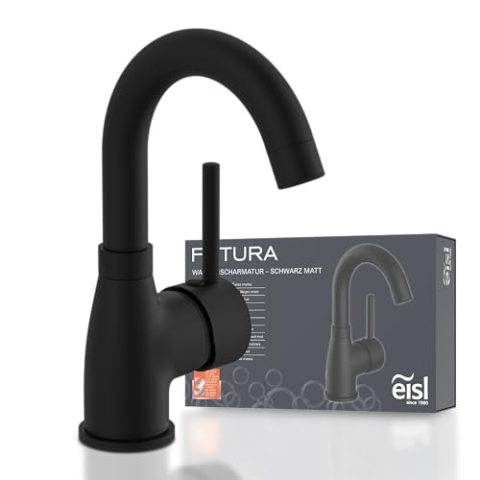 EISL NI075FUTB Waschtischarmatur Futura, Badarmatur, Wasserhahn Bad mit Energiesparfunktion, 360° schwenkbar, Wasserhahn Bad Schwarz