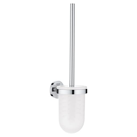 GROHE Start, Toilettenbürstenset WC, ohne Bohren (Klobürste mit Halter, WC Bürste zur Wandmontage, zum Kleben oder Bohren geeignet, Kleber separat kaufen, mit Schrauben und Dübel), chrom, 41185000