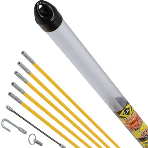 C.K MightyRods Pro 5m Kabelstangen Startpaket, 2 Flexibilitäten Einziehstangen, 100% Splitterfrei Glasfaser Harz Elektrische Kabelziehhilfe, Elektroinstallation, Kabeleinziehhilfe Elektriker, CK T5420