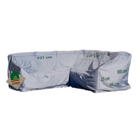 Mehr Garten Abdeckung Dining Ecklounge mit hoher Lehne, 237x237x100 cm, grau, Oxford 600D Gewebe, Lounge Abdeckung L-Form, wasserdicht, UV-beständig und wetterfest