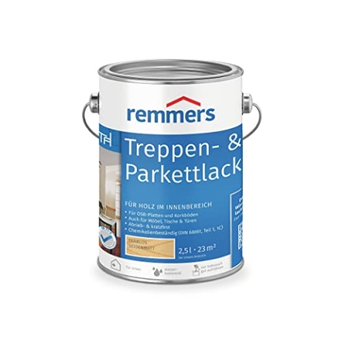 Remmers Treppen- & Parkettlack farblos seidenmatt, 2,5 Liter, Holz und Parkett Versiegelung für innen, Versiegelungslack zum Streichen, abriebfest