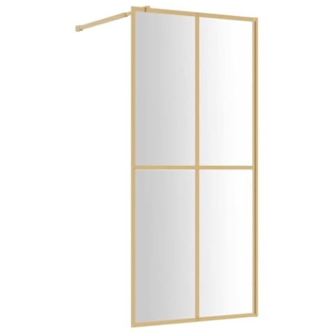 vidaXL Duschwand, Duschrückwand für Begehbare Dusche, Duschabtrennung aus Sicherheitsglas, Duschtrennwand Duschkabine, ESG Klarglas Golden