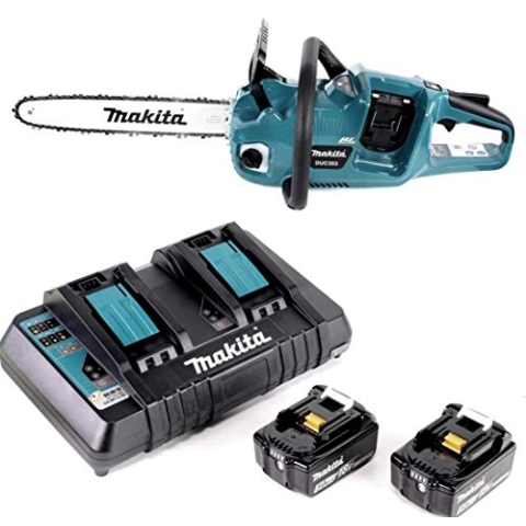 Makita DUC 353 PF2 Akku Kettensäge 36V (2x18V) Brushless 35 cm + 2x 3,0 Ah Akku + Doppelladegerät