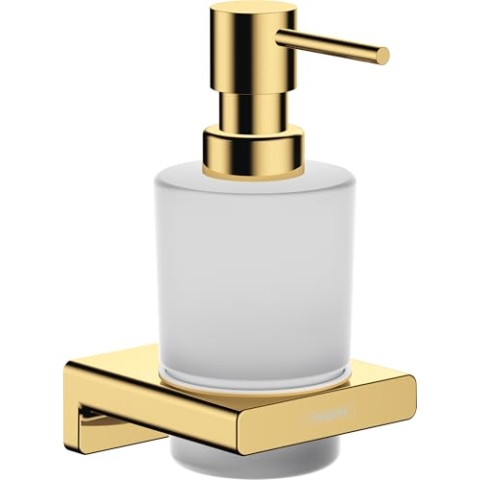 hansgrohe AddStoris - Seifenspender, Lotionspender für Wandmontage, Flüssigseifenspender, verdeckte Befestigung, Badezimmer Zubehör, Polished Gold Optic, 41745990