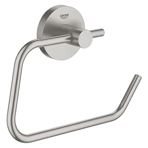 GROHE Start - Papierhalter (Material: Metall, verdeckte Befestigung, ohne Deckel, zum Kleben oder Bohren), supersteel, 41200DC0