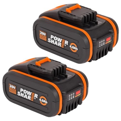 WORX WA3553.2 PowerShare 2 X 4000 MAh Werkzeugakkus 20V - Wiederaufladbar - Für Alle WORX Elektro- & Gartengeräte