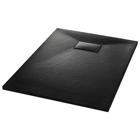 vidaXL Duschwanne Duschtasse Brausewanne Brausetasse Duschbecken Dusche Wanne Bad Badezimmer SMC Schwarz 100x70cm Niedrige Schwelle 9cm Ablauföffnung
