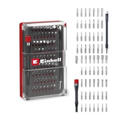 Original Einhell 66-tlg. Präzisions- und Elektronik-Reparatur-Set (mit Präzisionsbits, Präzisionsstecknüssen, Schraubendreher-Bithalter, flexibler 150-mm-Verlängerung, Adapter)