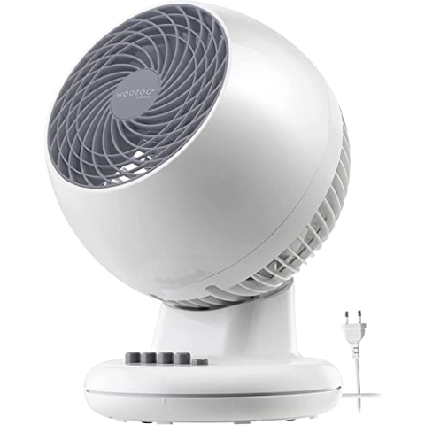 Woozoo, Leiser, leistungsstarker & tragbarer Tischventilator, 13m², Reichweite 12m, Oszillation, Vertikale Neigung, Büro - Woozoo PCF-M15 - Weiß