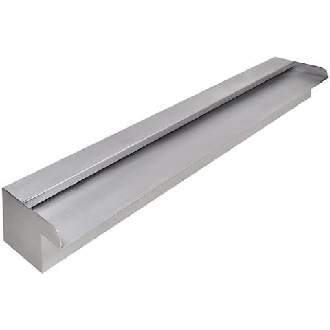 vidaXL Edelstahl Wasserfall 90cm Wasserauslauf 2 Anschlüsse Wasserspiel Kaskade