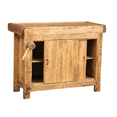 Biscottini Küchenschrank mit arbeitsplatte 116x90x63 cm Made in Italy | Arbeitstisch aus Holz massiv | Kücheninsel mit arbeitsplatte | Küchenmöbel