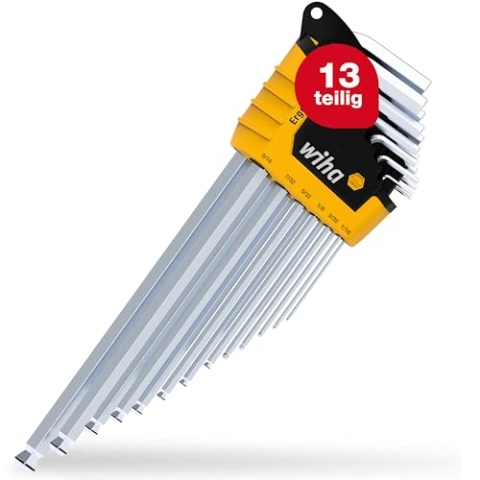 Wiha Stiftschlüssel Set 13-tlg. im ErgoStar Halter I Sechskant-Kugelkopf MagicRing® I 1,3 mm - 9,5 mm I mattverchromt, Zoll-Ausführung (43852)