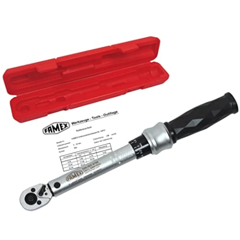 FAMEX 10872 Drehmomentschlüssel 1/4 Zoll (6,3mm)-Antrieb 6-30 Nm - für Messung in beiden Drehrichtungen - Fahrrad E-Bike Auto Feinmechanik