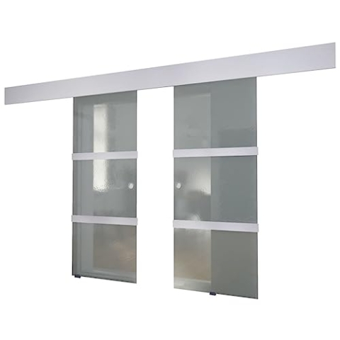 vidaXL Schiebetür Doppel Glas 205x75cm Tür Zimmertür Glasschiebetür Glastür
