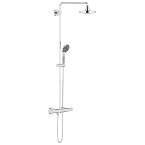 GROHE Vitalio Joy 260 - Duschsystem mit Einhandmischer (wassersparend, 3 Strahlarten, Wandmontage, Antikalk- System), chrom, 27860001