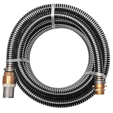 vidaXL Saugschlauch mit Messing-Anschlüssen 10m 25mm Schwarz Ansauggarnitur