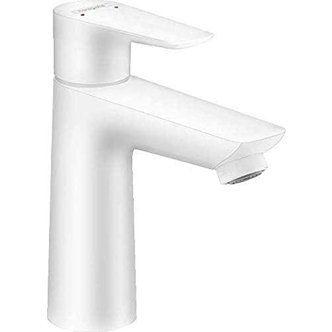 hansgrohe Wasserhahn Talis E (Armatur mit Auslauf Höhe 110 mm), Einhebel-Waschtischmischer ohne Ablaufgarnitur, Mattweiß
