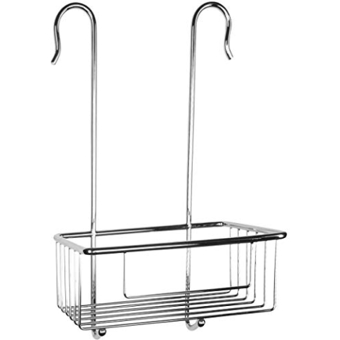 Cornat Einhänge-Duschkorb - Zum Einhängen an der Wandarmatur in Dusche & Badewanne - Extra hoher Korb & zwei integrierte Haken - Aus Messing - verchromt / Duschregal / Duschablage / T340201