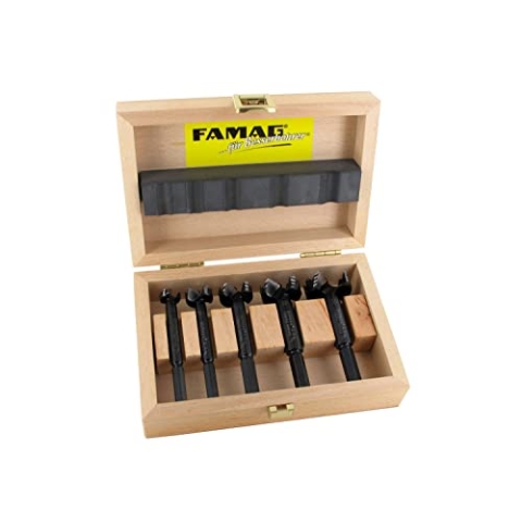 FAMAG Bormax 2.0 WS-Forstnerbohrersatz 5-teilig D=15,20,25,30,35mm im Holzkasten