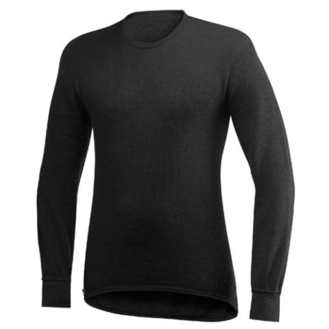 Woolpower Unisex Merinowolle Funktionsshirt Crewneck 200 Langarm, Schwarz, XXL