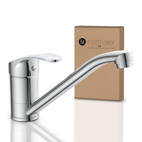 instmaier K1 Küchenarmatur | Wasserhahn Küche | Mischbatterie für die Küche | Armatur Spüle | Spültischarmatur mit Einhebelmischer | 360° schwenkbar | Chrom