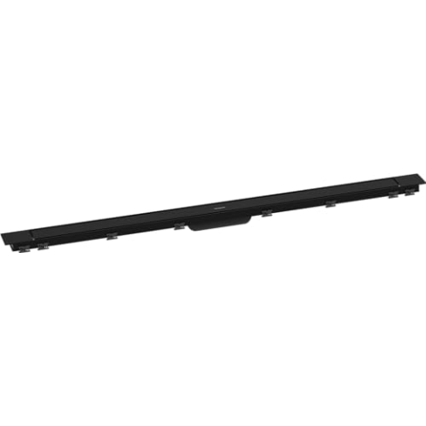 hansgrohe RainDrain Match Plus - Fertigset Duschrinne, Abflussrinne 1200mm, Bodenablauf Dusche mit höhenverstellbarem Rahmen, Mattschwarz