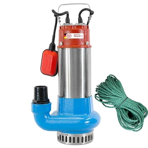 Güde 75800 Schmutzwassertauchpumpe PRO 1100 A (1100 W, Fördervolumen 27000 l/h, max. Förderhöhe 9 m, max. Eintauchtiefe 5 m, max. Korngröße 20 mm, Gusslaufrad, Edelstahlmantel, Anschlusskabel 10 m)